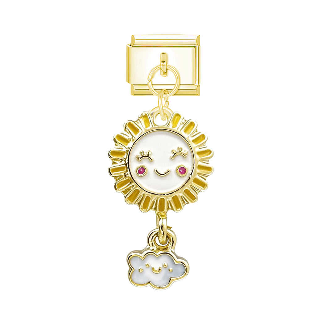 Wholesale Italian Charm Bracelet 9mm DIY Cartoon Butterfly Cloud Pendant Series Creative Stainless Steel Composable Bracelet