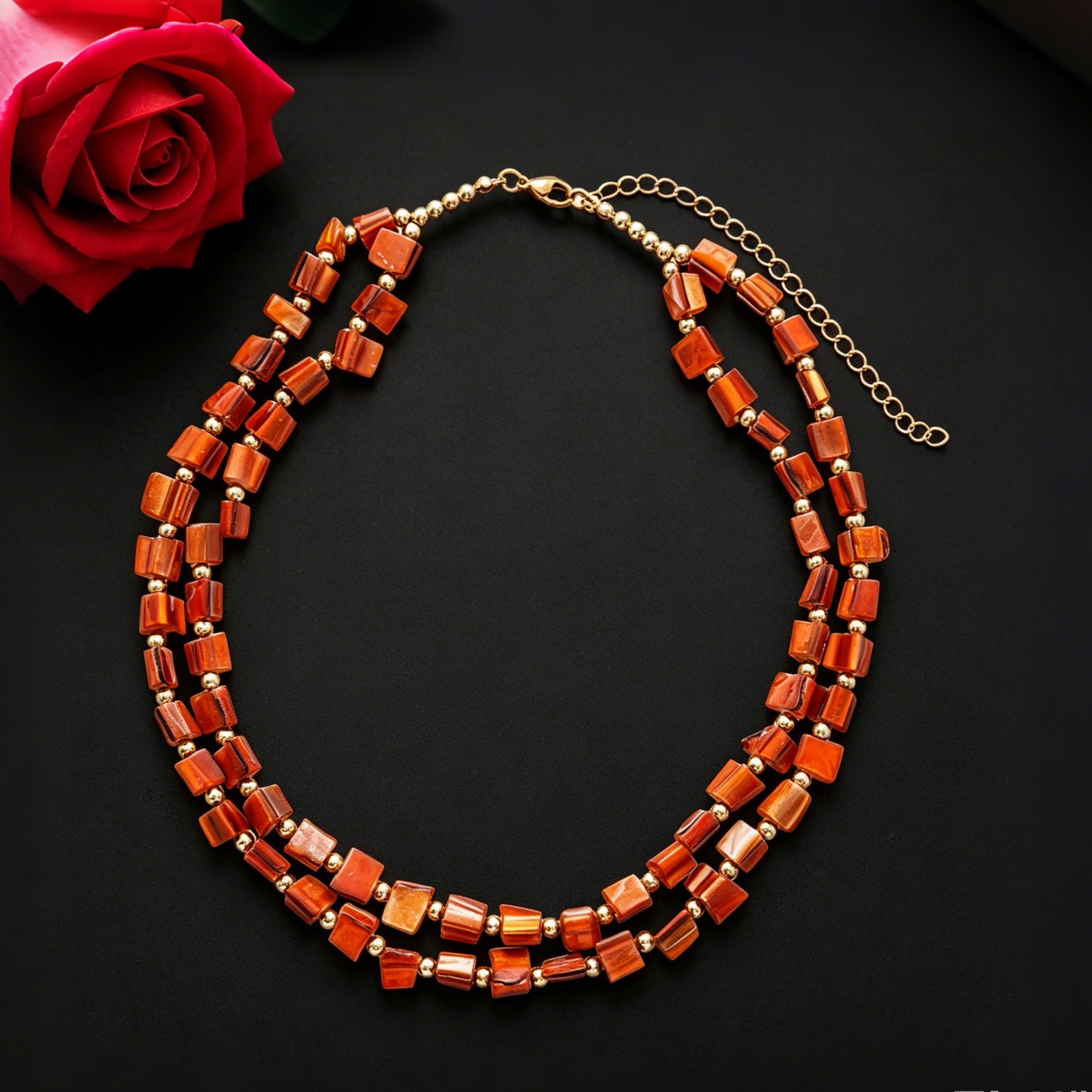 Wholesale Resin Imitation Shell Double-Layer Clavicle Chain - Light Luxury Irregular Bead Design Fashion Jewelry Accessory for Resale