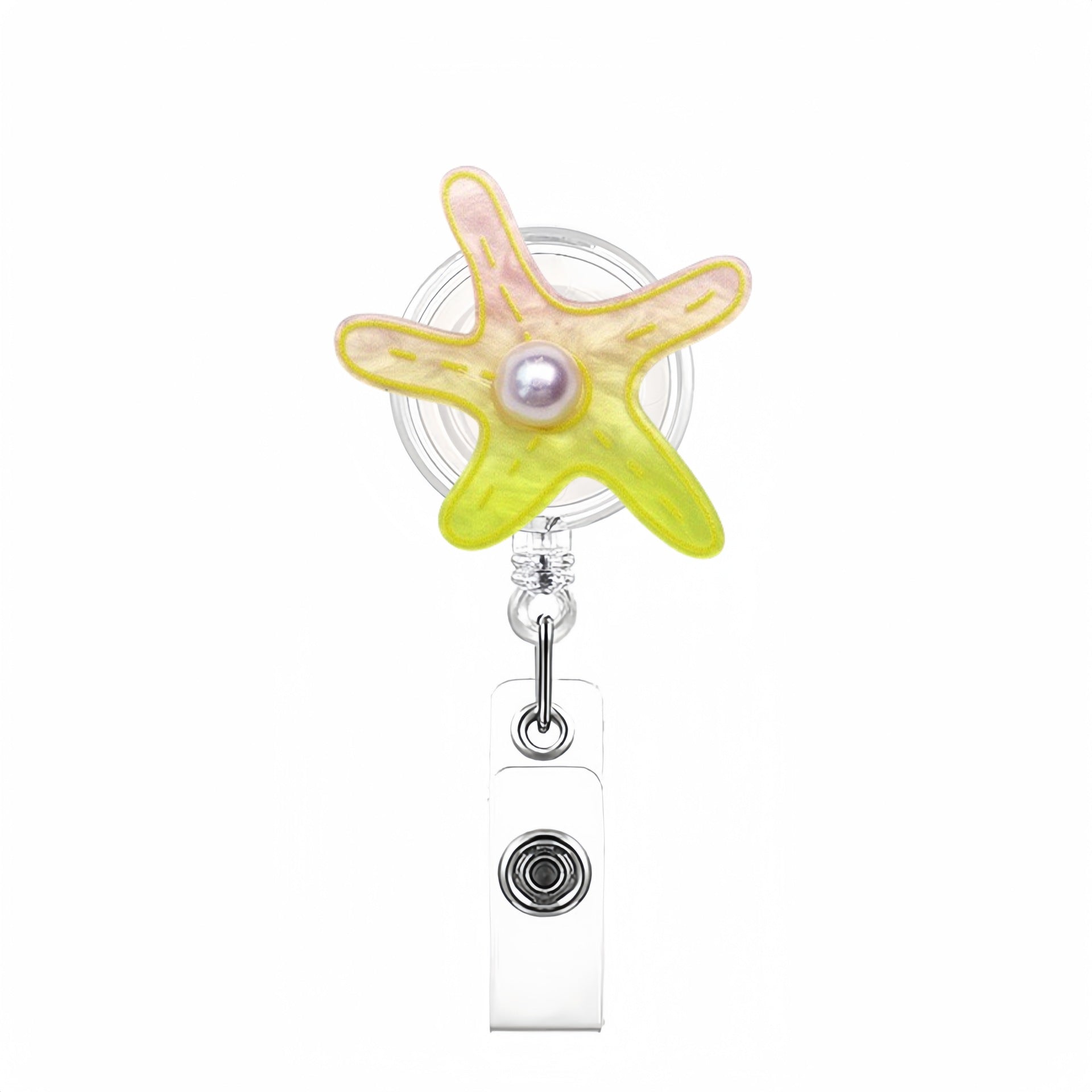 Wholesale Marine Animal Acrylic Shell Dolphin Fish Retractable Rotating Badge Keychain