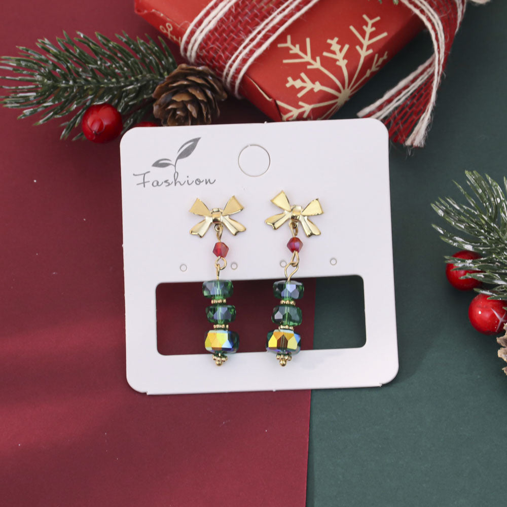 Orecchini in cristallo con stella e fiocco all'ingrosso