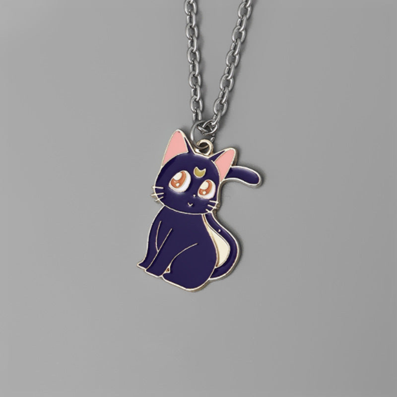 Wholesale Couple moon cat personality necklace