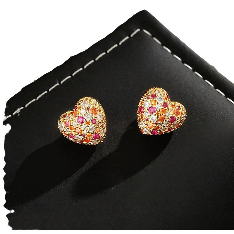 Wholesale S925 Silver Needle Full Diamond Love Earrings