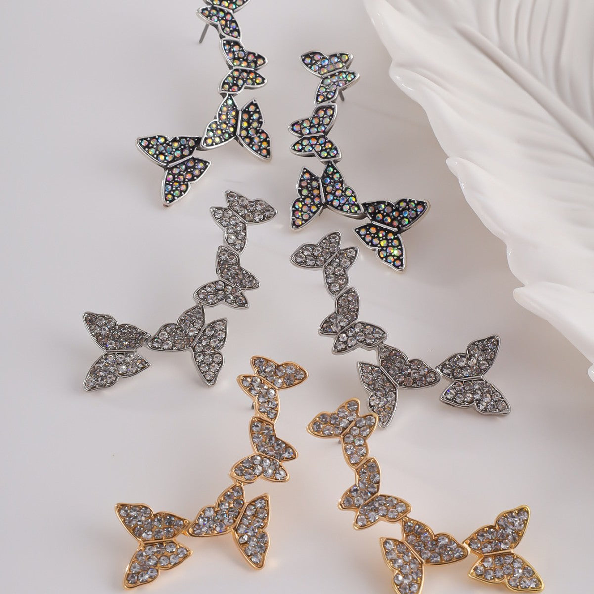 Wholesale  rhinestone decoration butterfly earrings