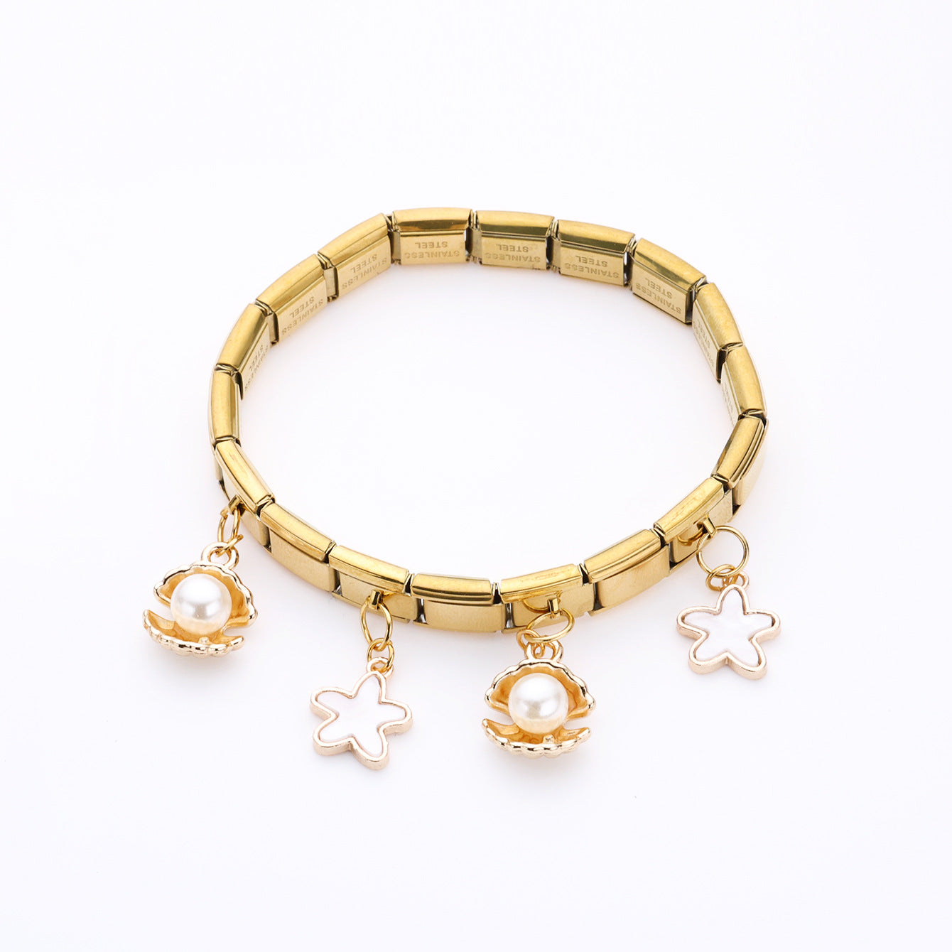 Wholesale  Starfish Shell Pendant Series Italian Module Bracelet Stainless Steel Jewelry Bracelet