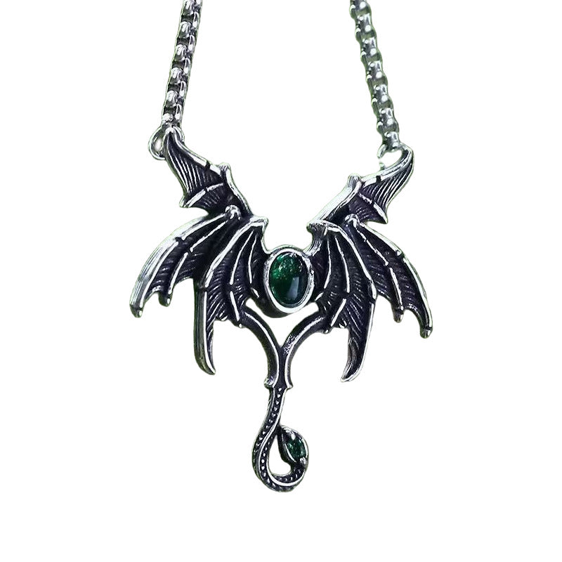 Wholesale Retro Six-Winged Angel Inlaid Turquoise Necklace