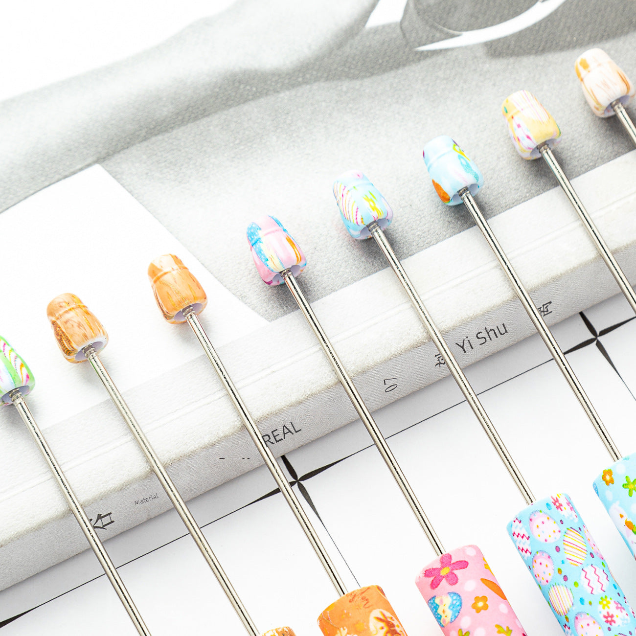 Wholesale Beadable Pens Easter Clover Print DIY Beaded Pens