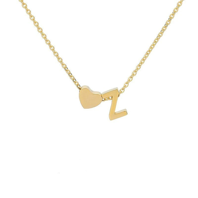 Wholesale Trendy Heart Letter Love Necklace Titanium Steel Gold Inlaid Fashion Jewelry Accessory