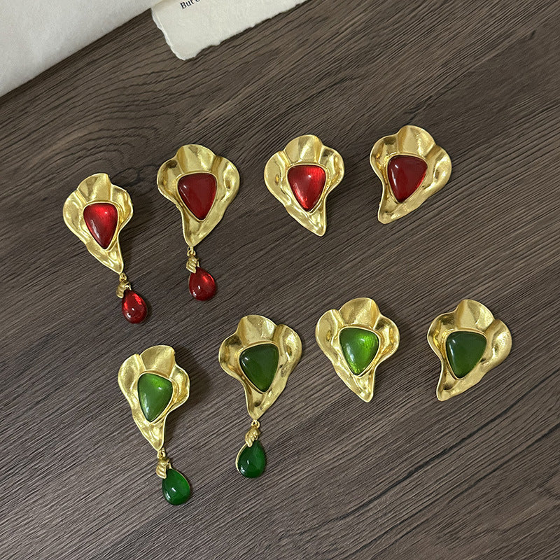 Wholesale  Geometric Shape Gem Pendant Earrings