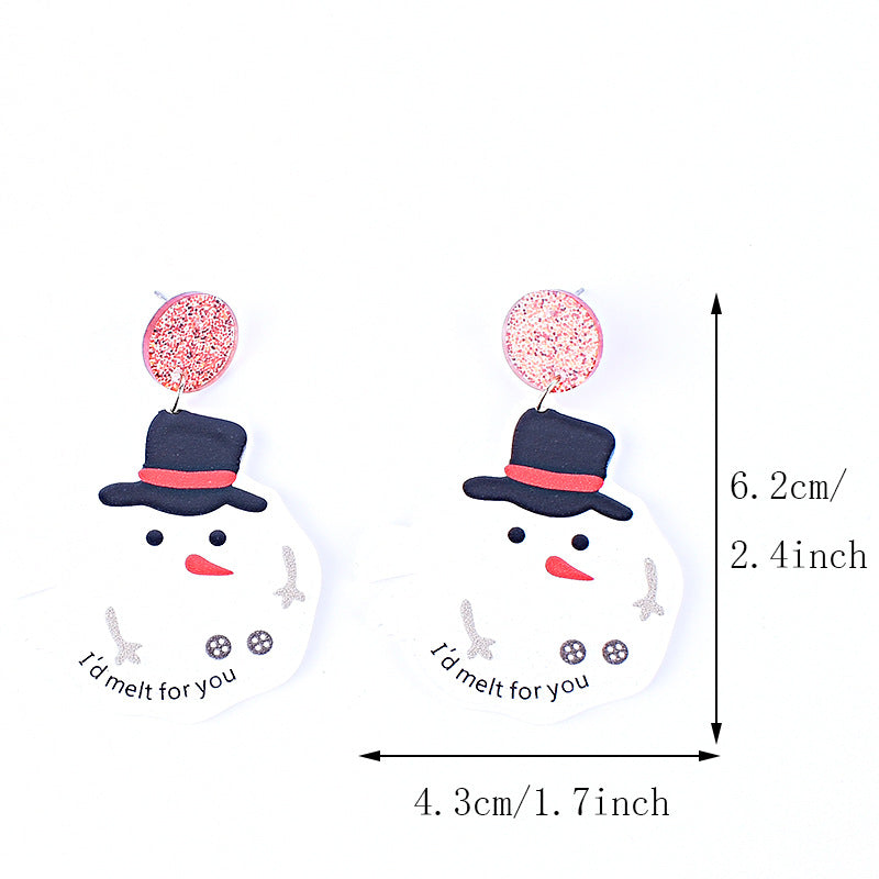 Wholesale Christmas Green Furry Monster  Heart-Shaped Earrings