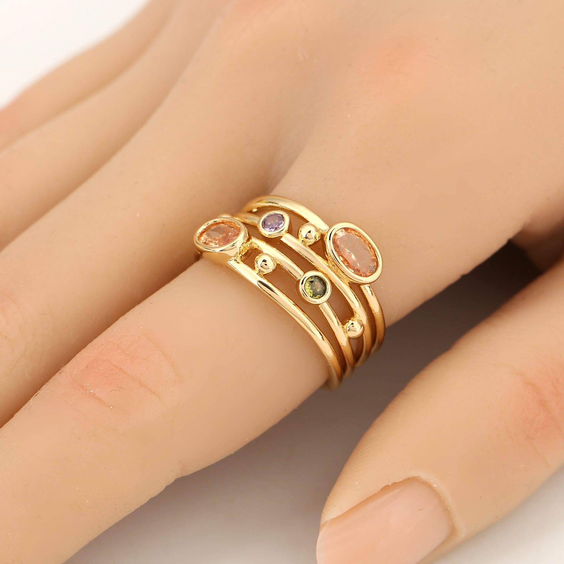 Wholesale Trendy Bohemian Rhinestone Cut-Out Ring,  Silver Copper Fashion Jewelry Accessory for Everyday Wear