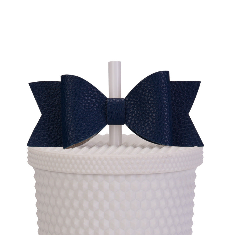 Wholesale Bow  Straw Tube Cap Synthetic Leather Cup DIY Straw Accessories Straw Cover ACC-SCR-MaiGuo002