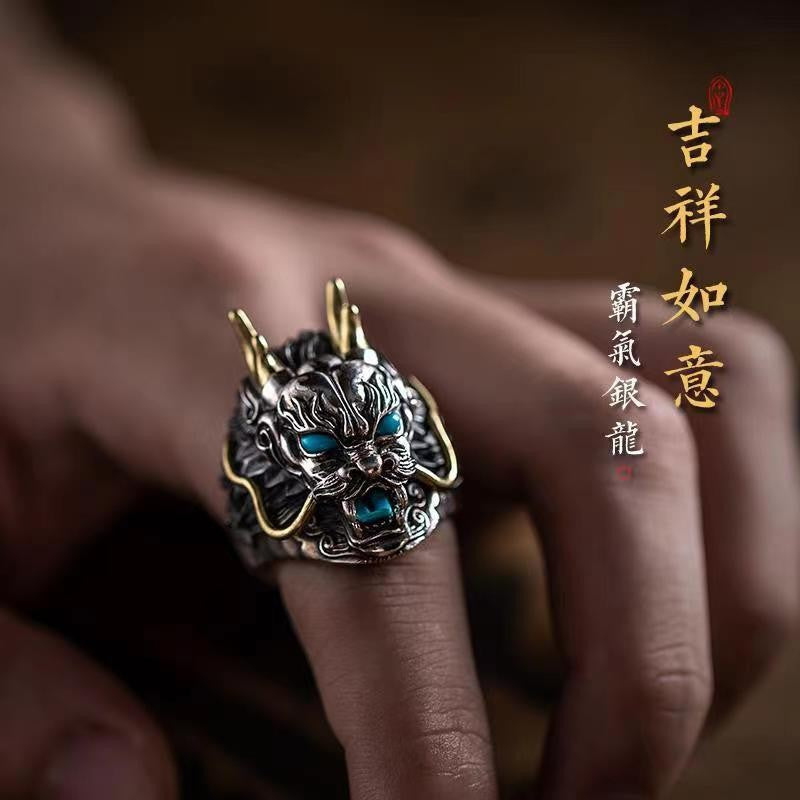 Wholesale Vintage Dragon Head Open Alloy Adjustable Ring