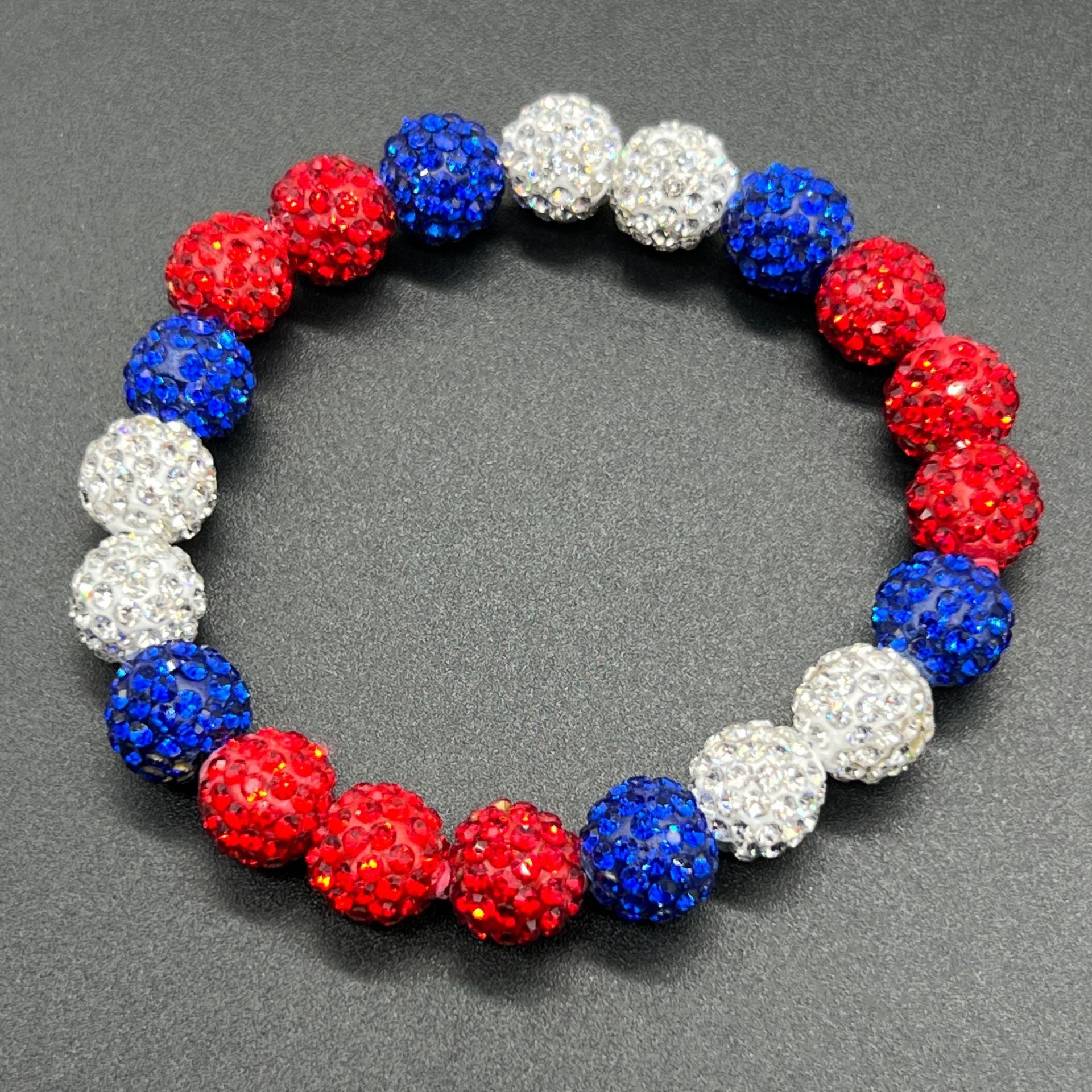Wholesale Elastic Colored Soft Clay Diamond Ball Baseball Bracelet ACC-BT-Nanh011