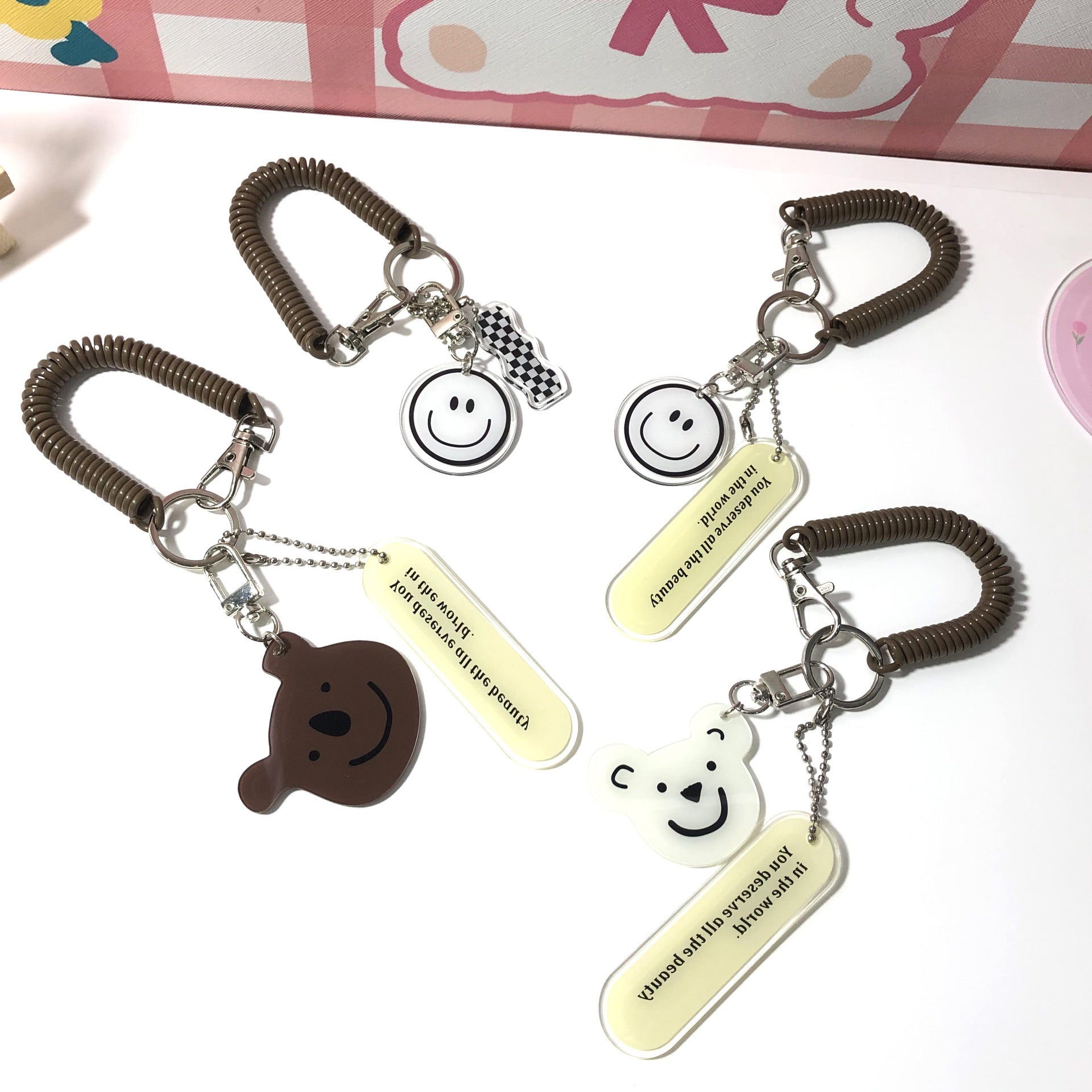 Wholesale Cartoon Bear Smiley Face Pendant Keychains ACC-KC-Buding001