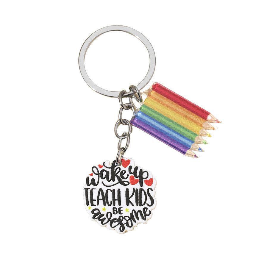 Wholesale Rainbow Pencil Teacher Acrylic Keychain Creative Keychain ACC-KC-RongR028