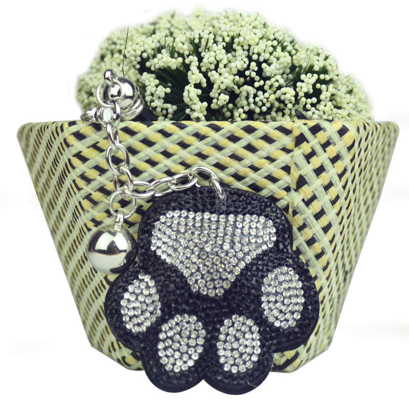 Wholesale creative  velvet diamond-encrusted cat's claw keychain