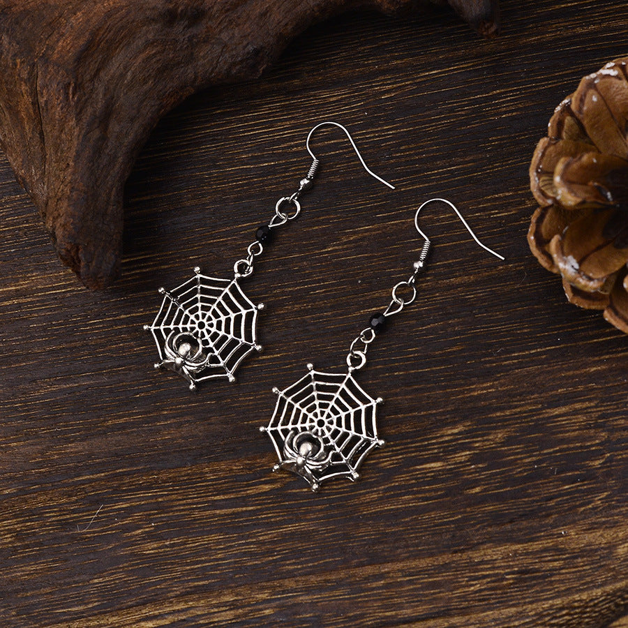 Wholesale Chic Gothic  Web Pendant Earrings For Women Antique Silver Zinc Alloy Party Jewelry Accessory Gift
