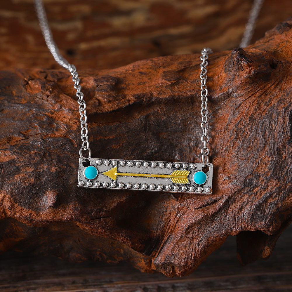 Wholesale  Golden Arrow Turquoise Necklace Personality All-match Clavicle Chain