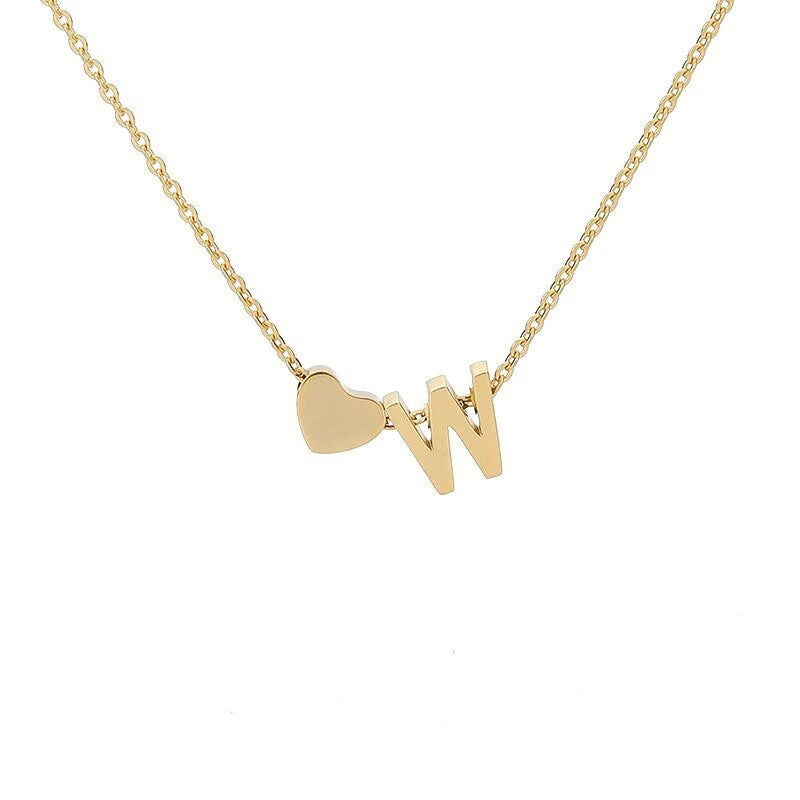 Wholesale Trendy Heart Letter Love Necklace Titanium Steel Gold Inlaid Fashion Jewelry Accessory