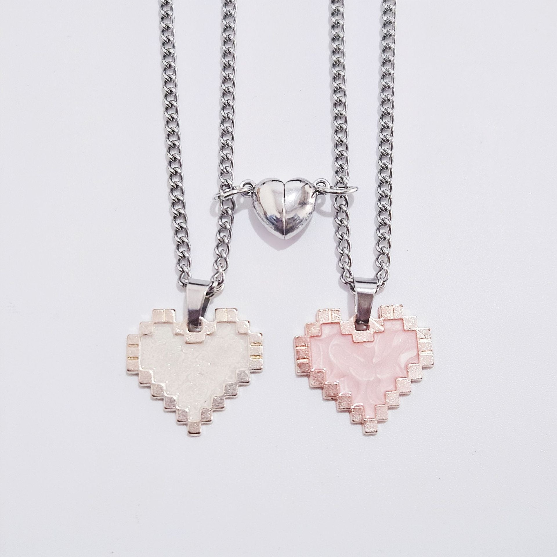 Wholesale Couple Heart Inlaid Magnetic Valentine's Day Necklace