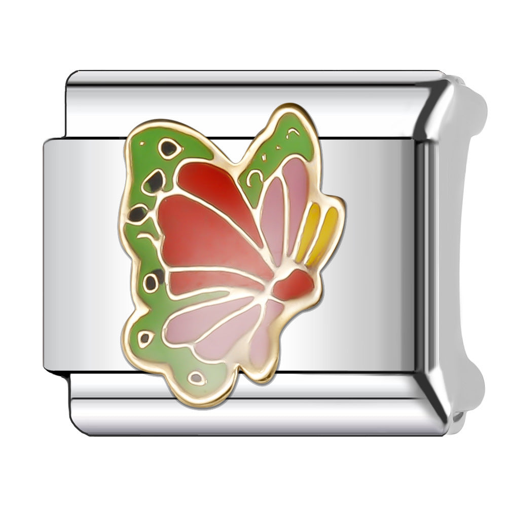 Wholesale Italian Charm Bracelet 9mm DIY Splicing Butterfly Stainless Steel Composable Bracelet