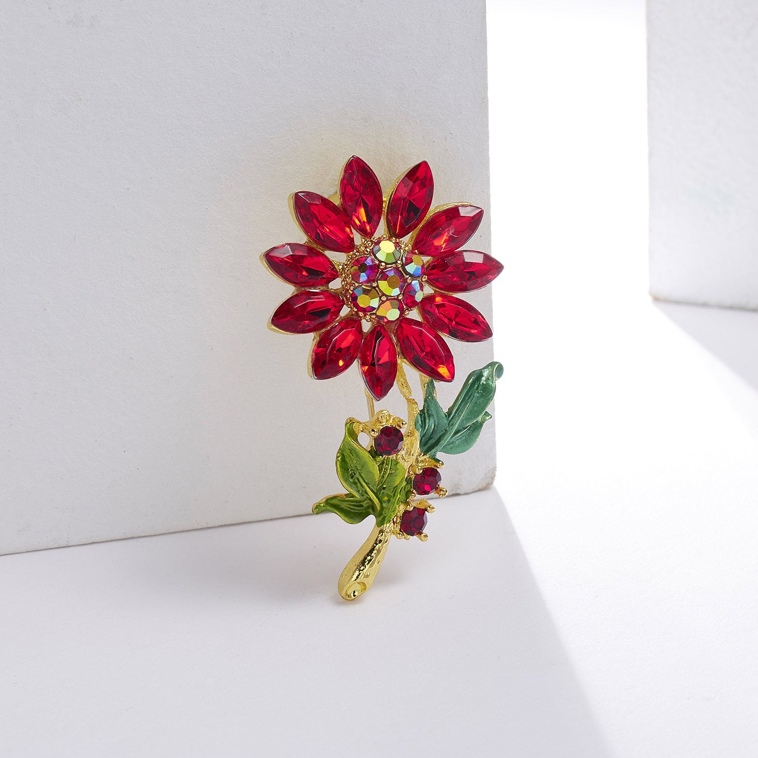 Wholesale sunflower rhinestone flower plant brooch