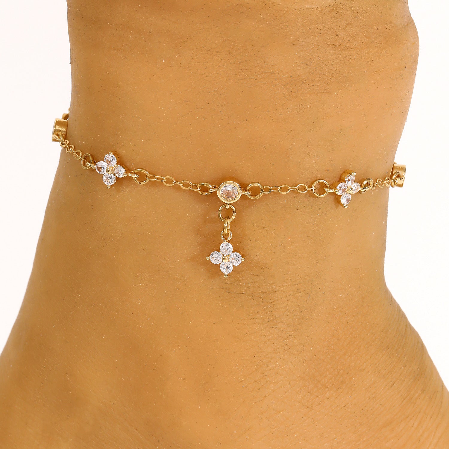 Wholesale Four Leaf Flower Anklet Stainless Steel Adjustable Women S Vacation Jewelry Accessory