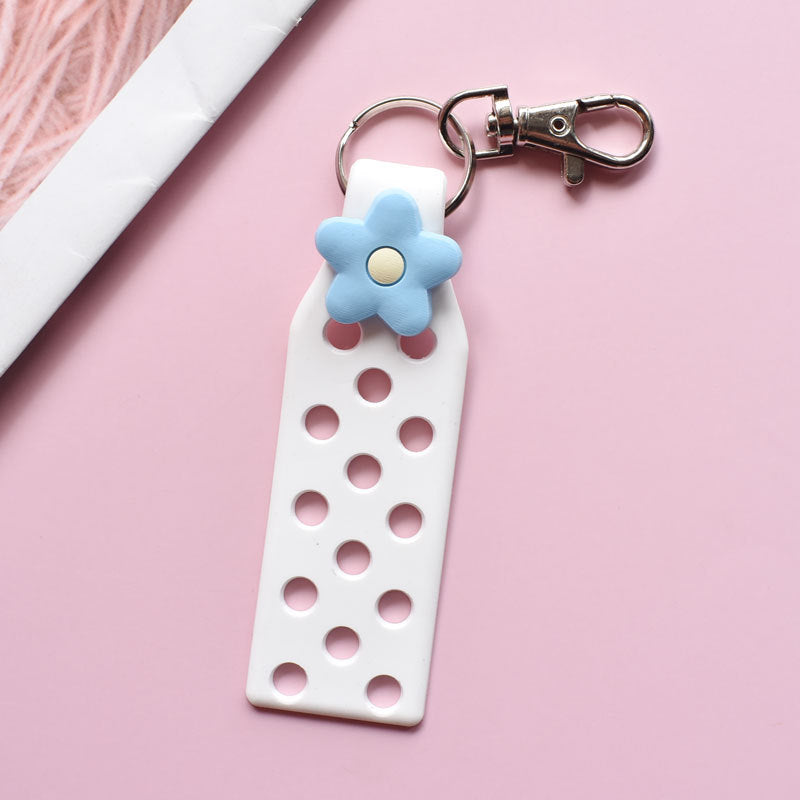 Wholesale Random 10pcs Colored Flower PVC Soft Adhesive DIY Board Keychains ACC-KC-RYY004