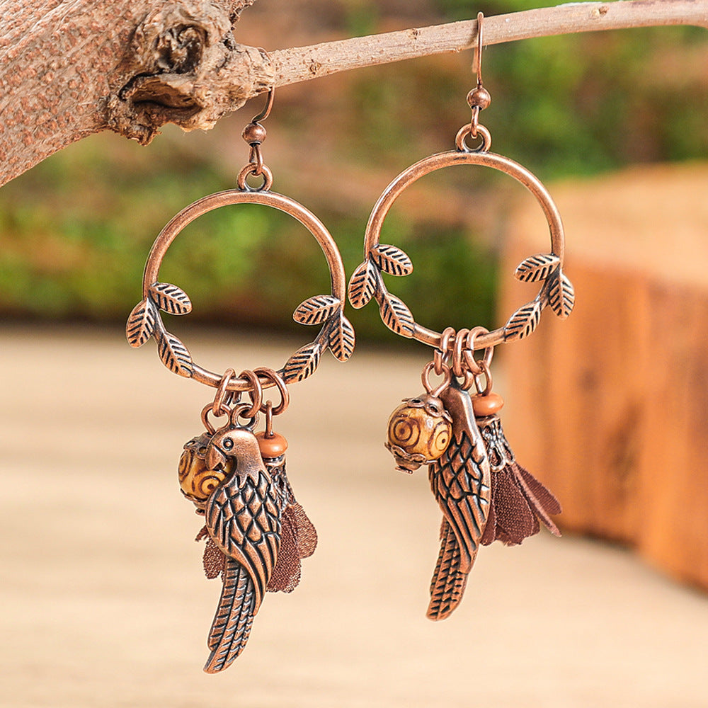 Wholesale Zinc Alloy Bohemian Leaf Earrings,  Trendy Ethnic Style Fashion Accessory for Gift