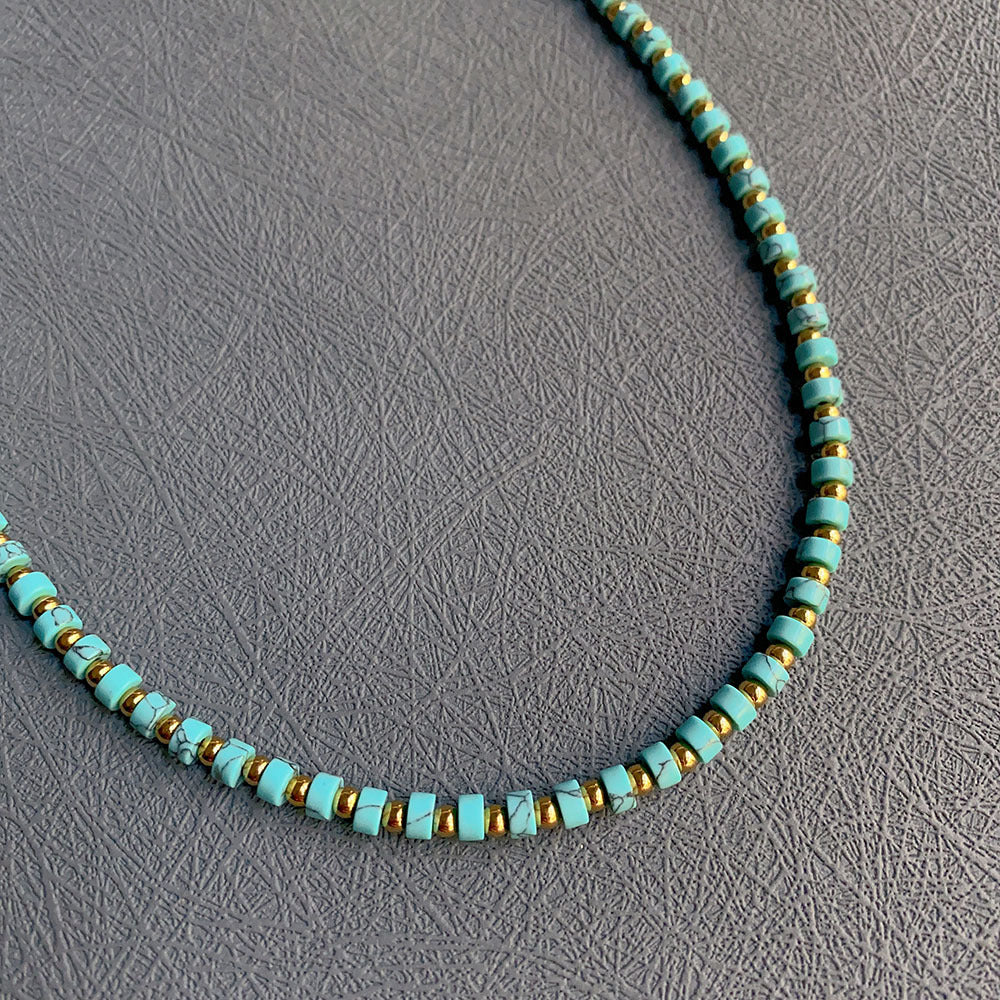 Wholesale Natural Stone Colored Necklace Clavicle Chain Handmade Beaded Multi-color Stacked Neck Necklace Choker Necklace ACC-NE-Yazhi002