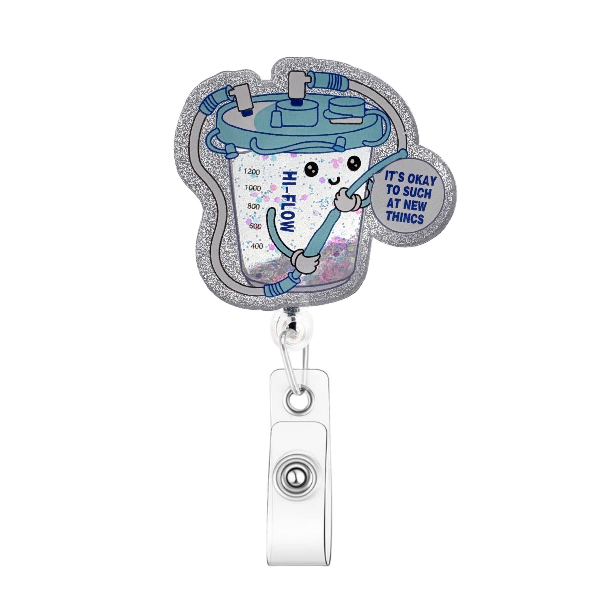 Wholesale  spot glitter liquid retractable Badge Reels,