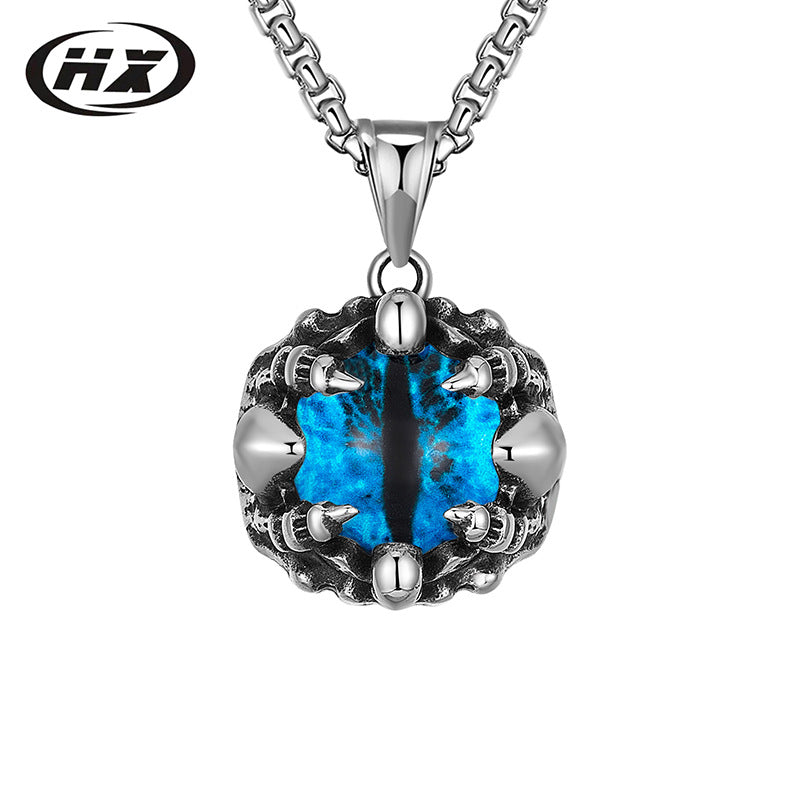Wholesale  Creative hiphop Titanium Steel Devil's Eye Pendant Necklaces