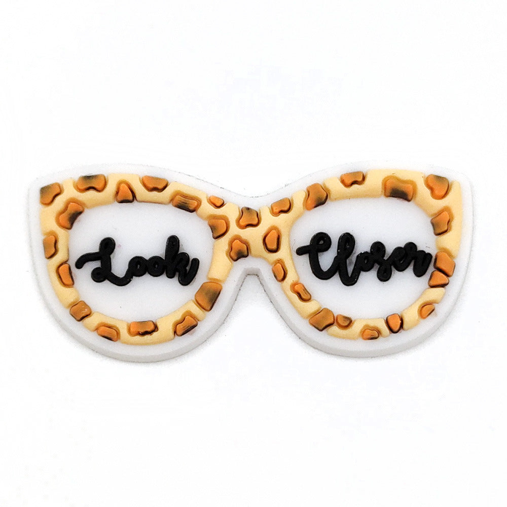 Wholesale 10pcs Leopard Print Coffee Cup Dog Claw Love PVC Soft Adhesive Hole Shoes Buckles ACC-SC-WanX002