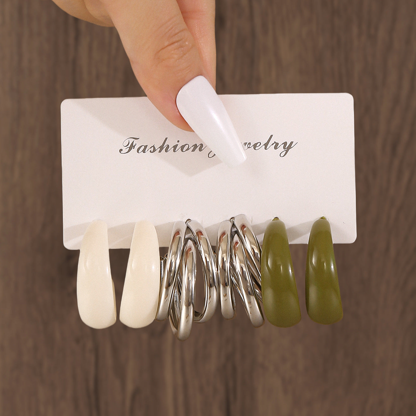 Wholesale Electroplated Resin Hollow Ring Earrings Set Geometric Multi Color Statement Earrings For Women Trendy Fashion Accessory