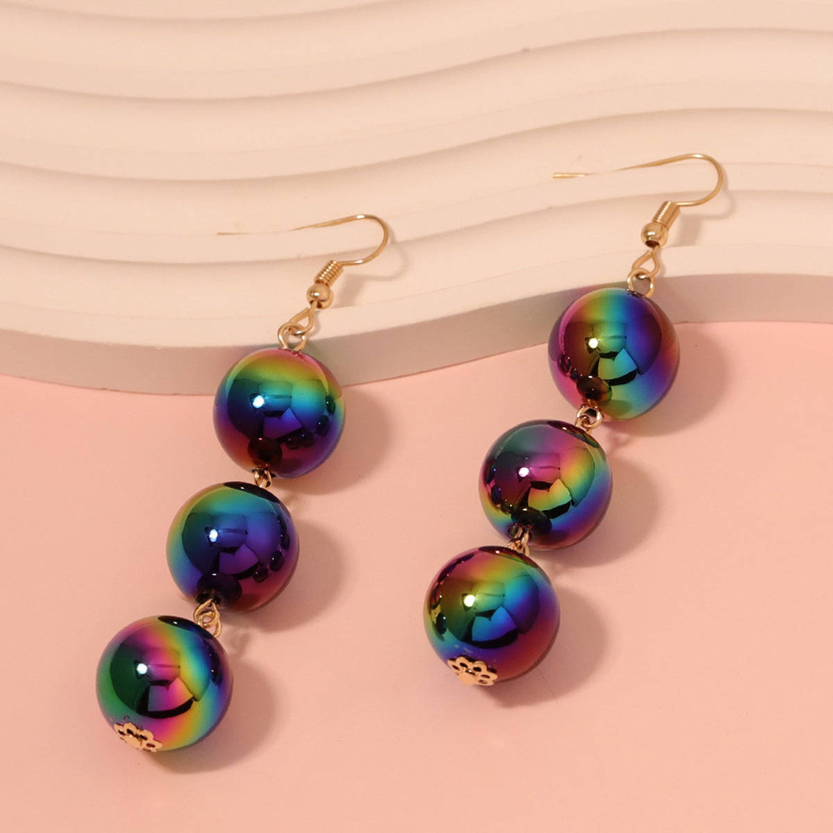 Wholesale Resin Colorful Ball Long Spliced Earrings