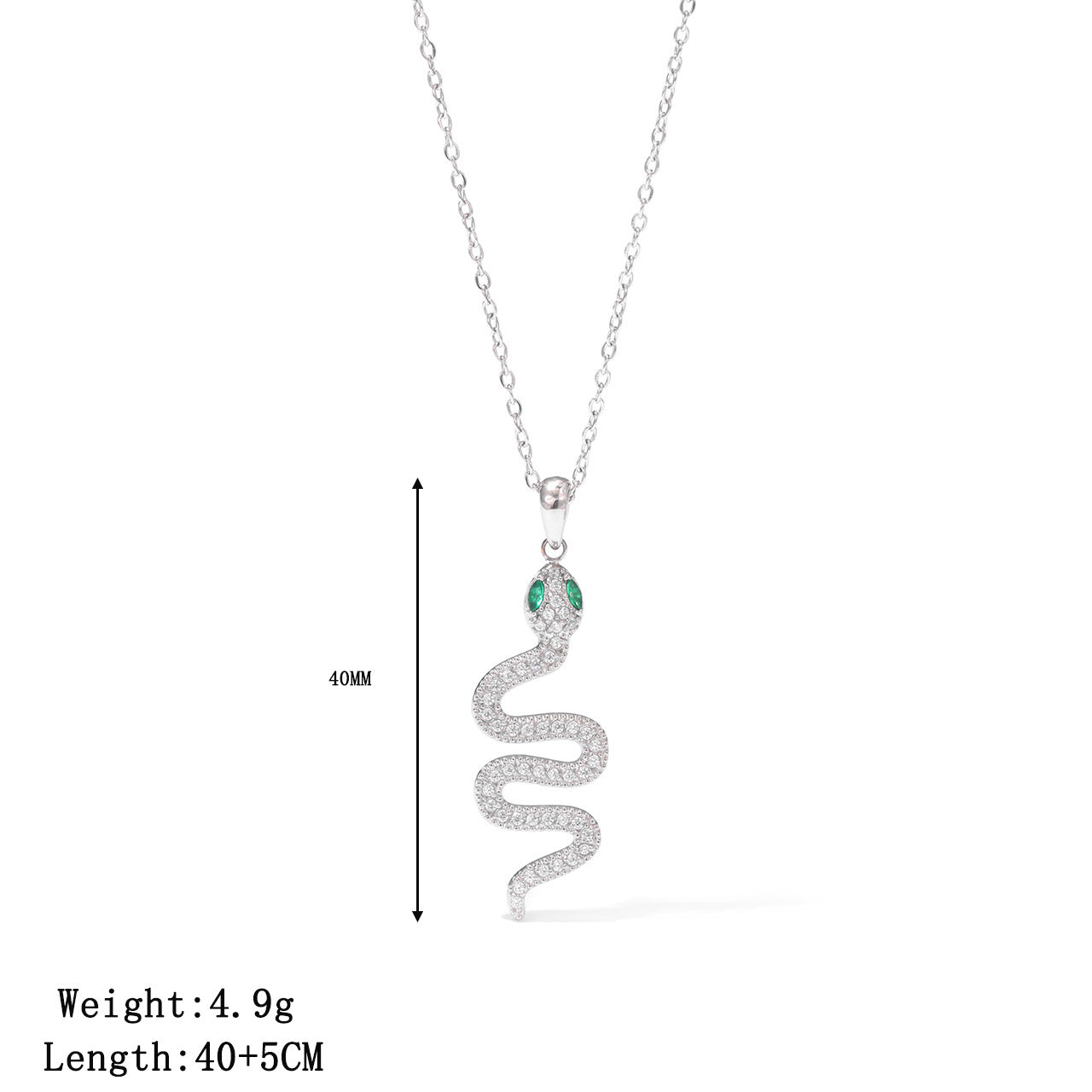 Wholesale Titanium Steel Zodiac Snake Necklace with Inlaid Diamonds