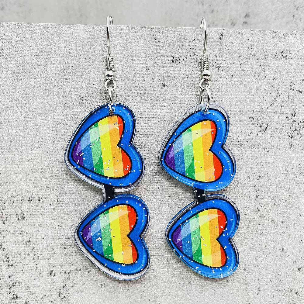 Wholesale LGBT Heart Shaped Glasses Acrylic Earrings ACC-ES-CY018