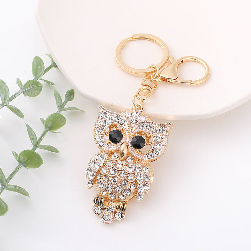 Wholesale Cartoon Owl Rhinestone Alloy Keychain ACC-KC-YuanFei010