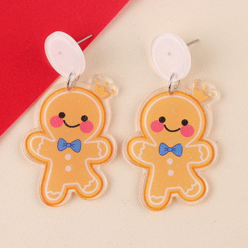 Wholesale  Christmas Cartoon  Candy Cane Gloves Earrings