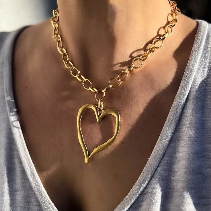 Wholesale love necklace earrings stainless steel personality retro necklace