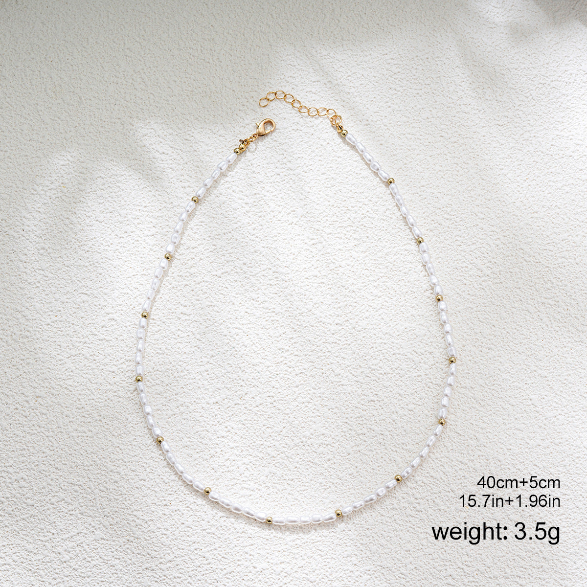 Wholesale  Baroque Pearl Necklace Stacked Spacer Gold Beads Light Luxury Small Rice Beads Clavicle Chain Necklace