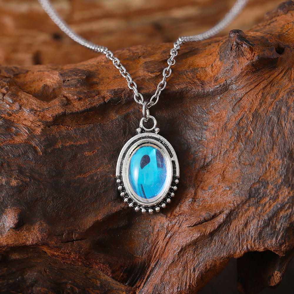 Wholesale Retro  Light Oval Zircon Necklace