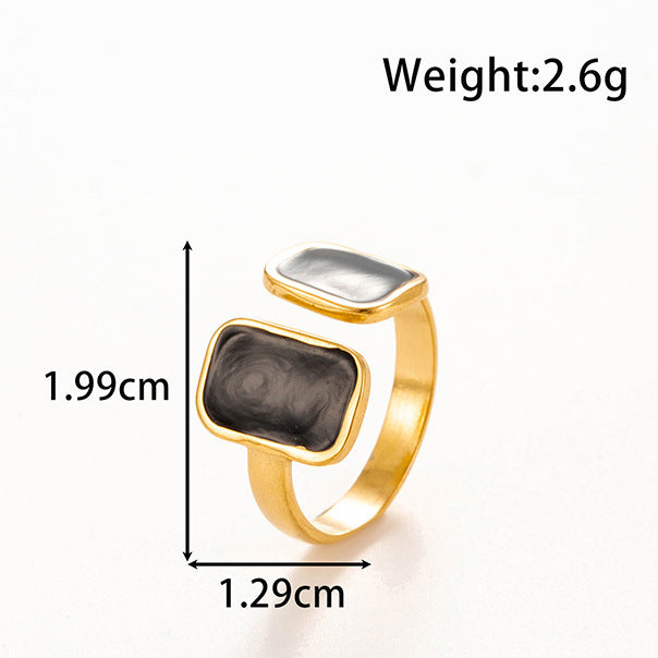 Wholesale line round love oil drop retro titanium steel opening adjustable ring