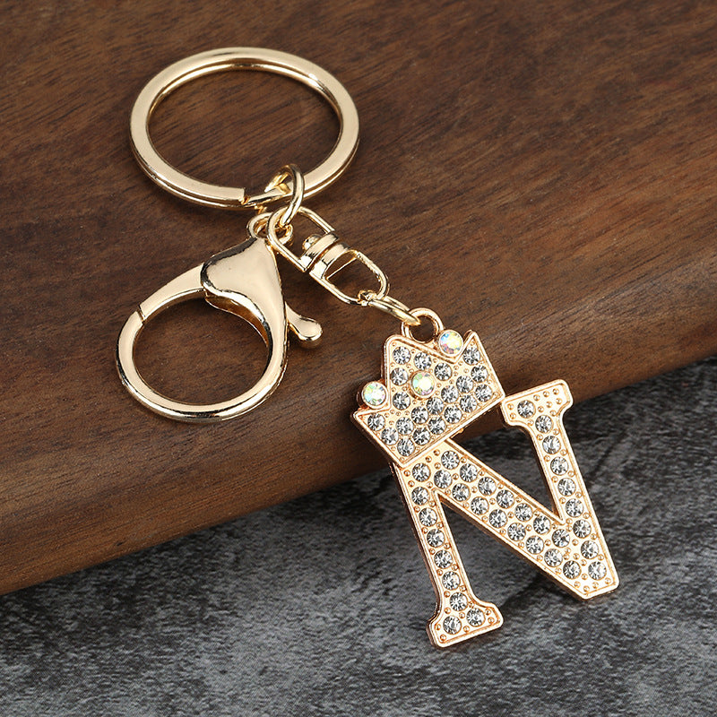 Wholesale Zinc alloy flash drill letter keychain