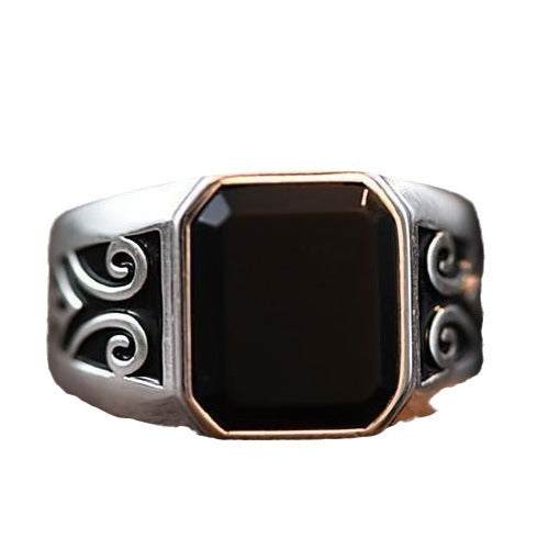 Wholesale Auspicious cloud pattern obsidian ring open ring