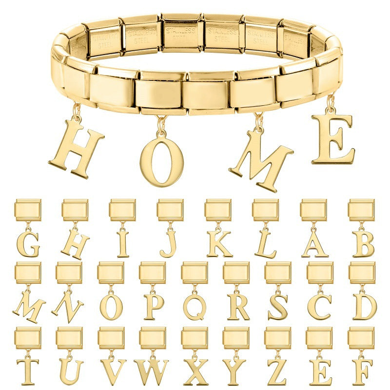 Wholesale 9mm Italian Charm Starter Bracelets DIY Letter Series Stainless Steel Composable Bracelet