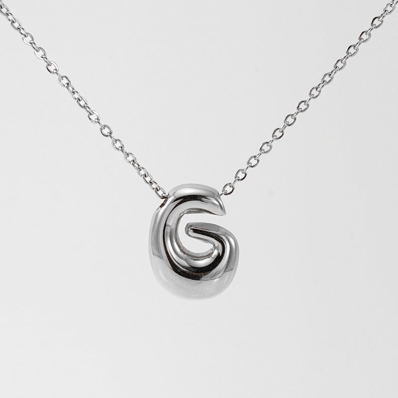 Wholesale  titanium steel smooth bubble letter necklace