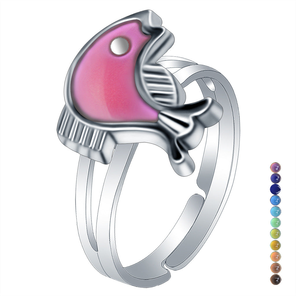 Wholesale Children's Princess Cartoon Cute Animal Temperature Sensitive Color Changing Ring ACC-RS-Hour001