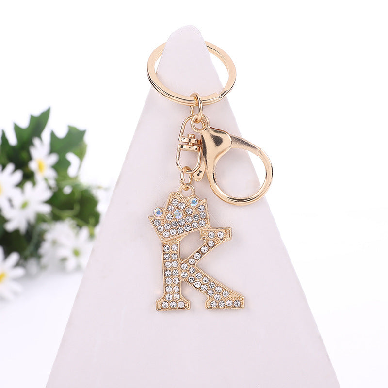 Wholesale Zinc Alloy Rhinestone Letter Keychain ACC-KC-YuanFei003