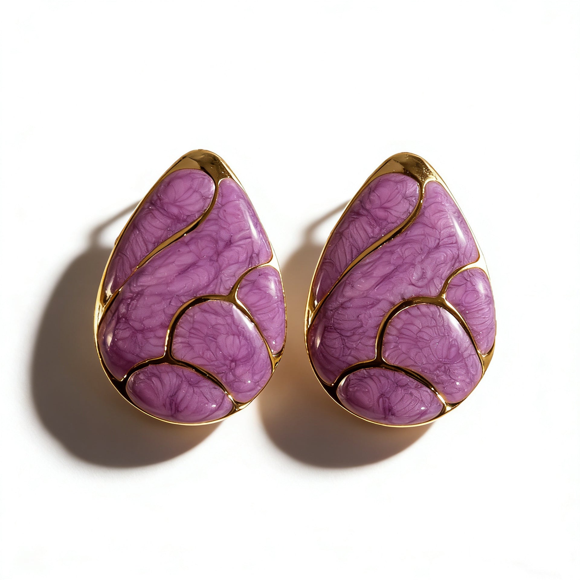 Wholesale Geometric Stainless Steel Enamel Teardrop Earrings